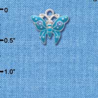 C2764 - Butterfly - Tropical Blue - 2 Stones - Silver Charm